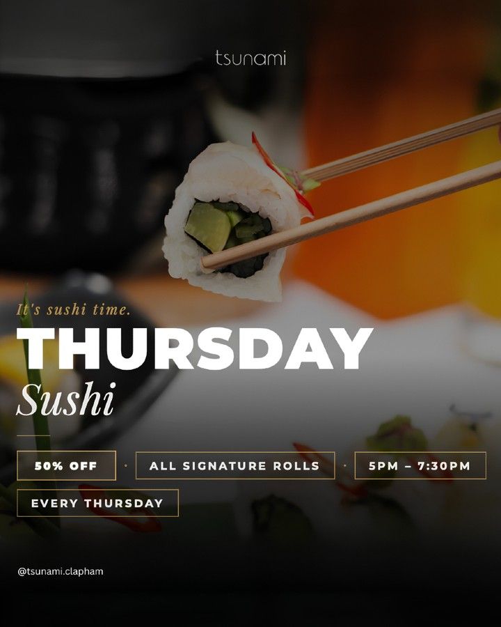 Sushi held in chopsticks for Thursday sushi